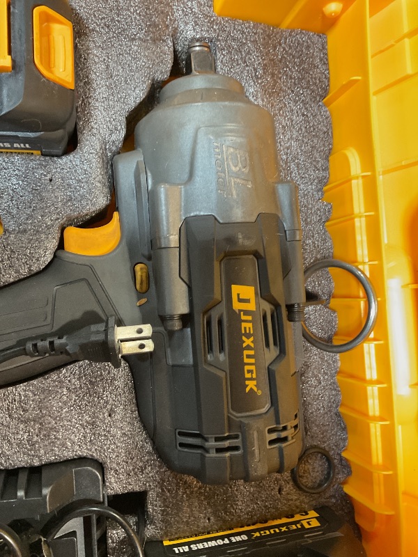 View 3 of *minor used*JEXUGK 1500Ft-lbs 1/2" Cordless Impact Gun, 2000Nm Impact Wrench with 2 x 6.0Ah Battery & 5 Socket, 21V Brushless High Torque Electric Pistolas de Impacto, Llave de Impacto for Heavy Truck Mower