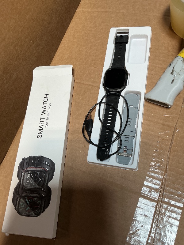 Photo 1 of ****FOR PARTS ONLY/ MISSING ASSEMBLY PIECES / WONT POWER ON*** Smart Watch for Men Fitness Tracker: Military Waterproof Make Answer Call Digital Mens Watches Running Step Pedometer Smartwatch Android Phone iPhone Samsung Compatible Sleep SpO2 Heart Rate M