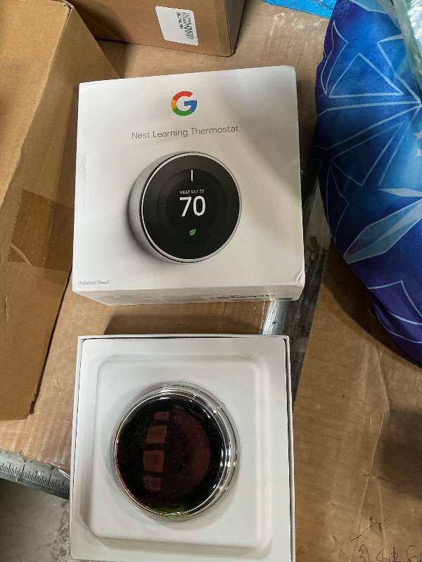 Photo 1 of **USED**MISSING PARTS** Google Nest Learning Thermostat - 3rd Gen - Programmable Smart Thermostat for Home - Compatible with Alexa (Polished Steel)