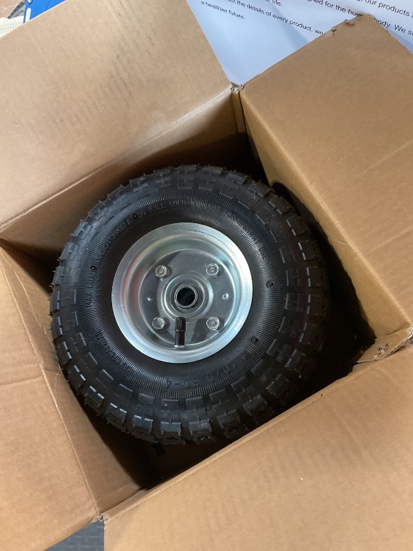 Photo 1 of (2 Pack) RRQ 10 Inch Pneumatic Wheel 4.10/3.50-4 Tire, 10" Pneumatic Wheels with 5/8" Bearings,2.2" Offset Hub for Garden Cart, Hand Truck, Lawn Cart, Mower