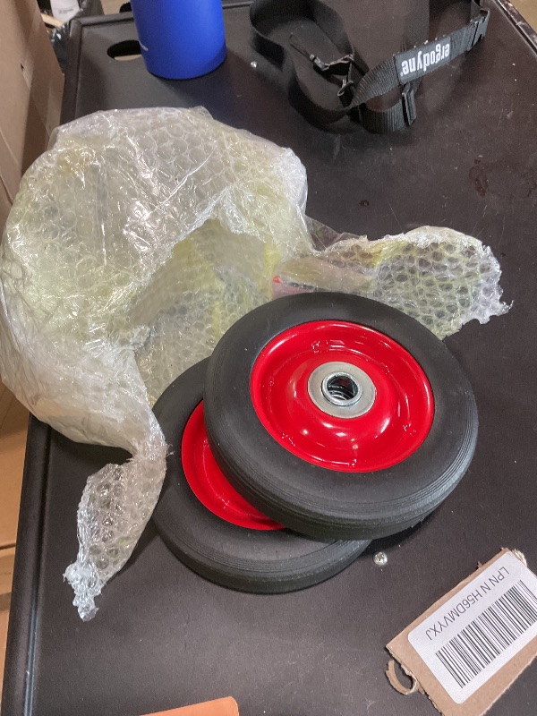Photo 1 of **ONLY TWO**SHEUTSAN 4 Packs 6 x 1.2 Inch Solid Rubber Wheels, Hand Truck Replacement Tire with Ball Bearing, 1.25 Inches Offset Hub and 5/8 Inch Axle Diameter, 350 lbs Load Capacity