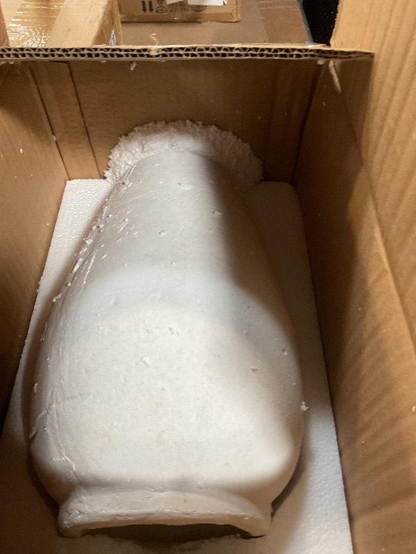 Photo 1 of **MINOR DAMAGED (CHIPPING PAINT OR MATERIAL) *** Handcrafted Flower Vase, 10.5" Tall Terracotta Vases, Vintage White Vase, Rustic Antique Décor, Wide Mouth, Matte Finish for Home Office Resto Café Decoration