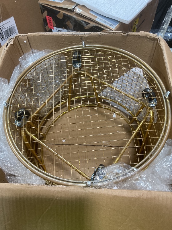 Photo 1 of Deco 79 Metal Storage Cart Deep Set Metal Mesh Laundry Basket with Wheels, 16L x 16W x 24.95H, Gold