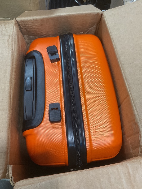 Photo 1 of **MISSING HANDLE BROKEN**InUSA TREND Luggage with Spinner Wheels | Durable Lightweight Hardshell Suitcase, Travel bag with Handle and Trolley, 20-Inch Carry On Small Luggage | Orange