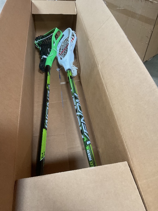 Photo 1 of **NETTING NEEDS REPAIR**Franklin Sports Future Champs 2 Player Youth Lacrosse Sticks + Ball Set - Kids 32" Inch Beginner Backyard Practice Lax Sticks + Lightweight Soft Lacrosse Ball - Toy Kids Lax Set - Green and White