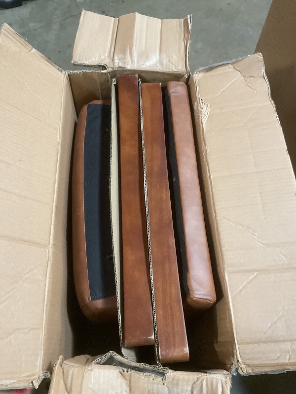Photo 1 of **WORN CORNERS FROM SHIPPING**Yaheetech PU Leather Accent Chair, Mid-Century Modern Armchair with Solid Wood Legs, Reading Leisure Chair with High Back for Living Room Bedroom Waiting Room, Brown