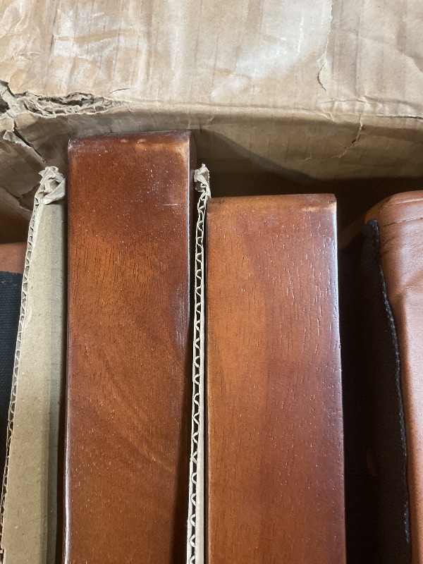 Photo 1 of **WORN CORNERS FROM SHIPPING**Yaheetech PU Leather Accent Chair, Mid-Century Modern Armchair with Solid Wood Legs, Reading Leisure Chair with High Back for Living Room Bedroom Waiting Room, Brown