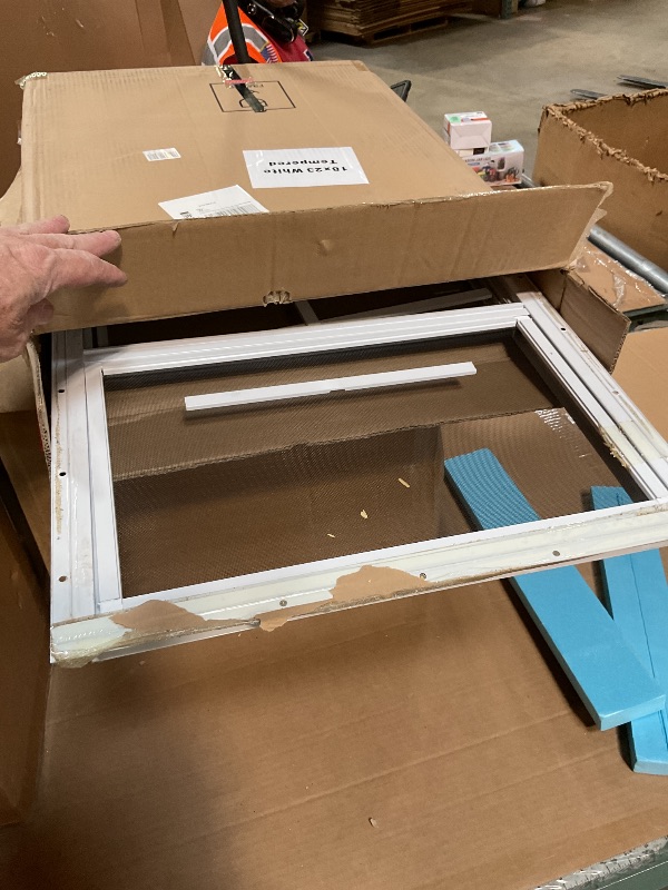 View 2 of **ONLY ONE**Shed Windows 2 Pack 18" W x 23" H Flush Mount White Window with Tempered Glass and Fiberglass Screen,Sliding Windows with Vertical Slider and Screws for Sheds,Chicken Coop, Playhouse Garbage Room etc