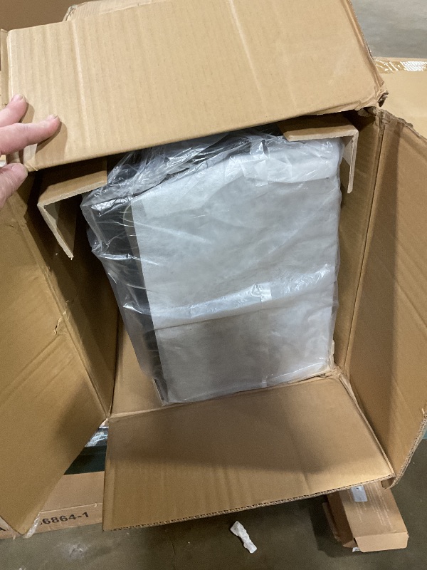 Photo 1 of **DAMAGED** SIMPLI-MAGIC 50 Liter / 13.2 Gallon Soft-Close, Smudge Resistant Trash Can with Foot Pedal and Built in Filter- Stainless Steel, Sleek Finish