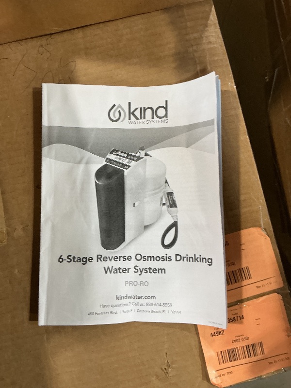 Photo 1 of ***PARTIAL SET/ MISSING ASSEMBLY PIECES***  Kind Water Systems 6-Stage Reverse Osmosis Drinking Water System – Under Sink Filter for Ultra-Pure, Great-Tasting Water – Removes 99% of Contaminants – Easy DIY Install