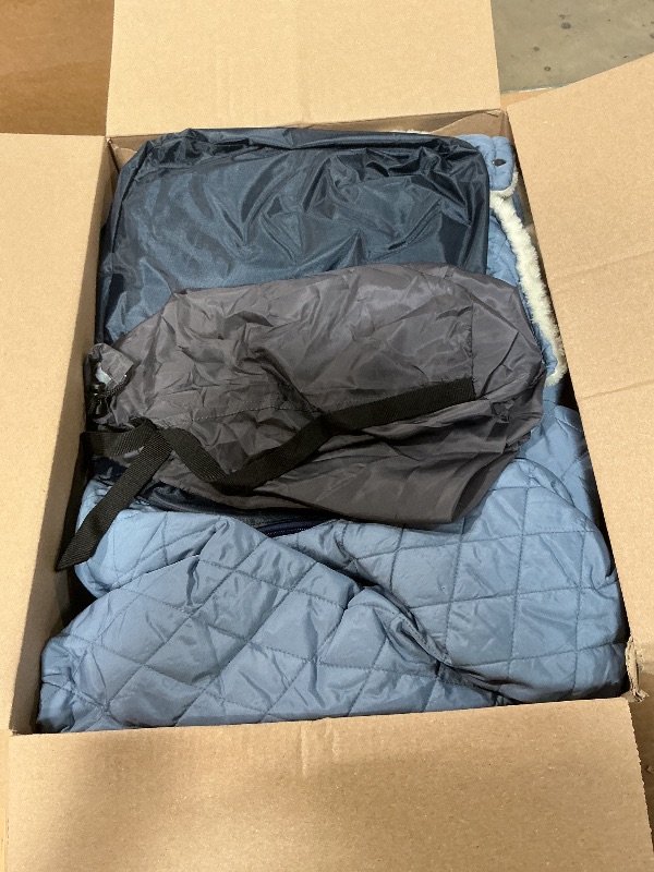 Photo 1 of **ZIPPER BROKEN** tomilk Heated Camping Blanket Battery Operated, 12V Cordless Heated Blanket with 15000mAh Battery, Wearable Heated Camping Blanket (Blue)