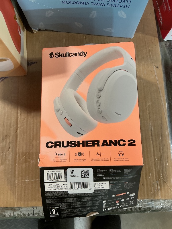 Photo 1 of ****DIRTY*** Skullcandy Crusher ANC 2 Wireless Over-Ear Bluetooth Headphones with Multi-Sensory Bass, Active Noise Cancelling, Up to 60 Hours Battery, Microphone for iPhone Android - Bone
