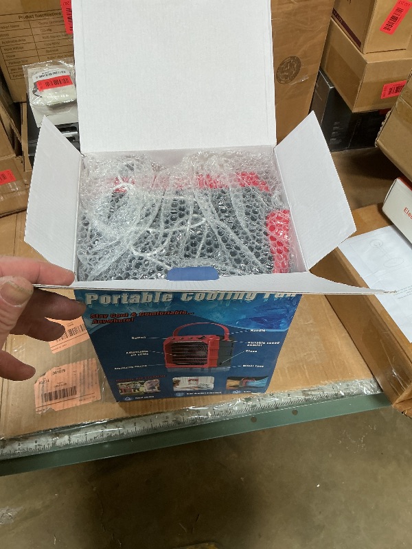 Photo 1 of *FOR PARTS ONLY*   ORozlchar Portable Cooling Fan Compatible for Milwaukee 18V Battery(No Battery) w/USB Input Powered, Outdoor Camping Fan w/Mist, Timing Function, 1600mL Water Tank & LED for Home, Outside, Camping