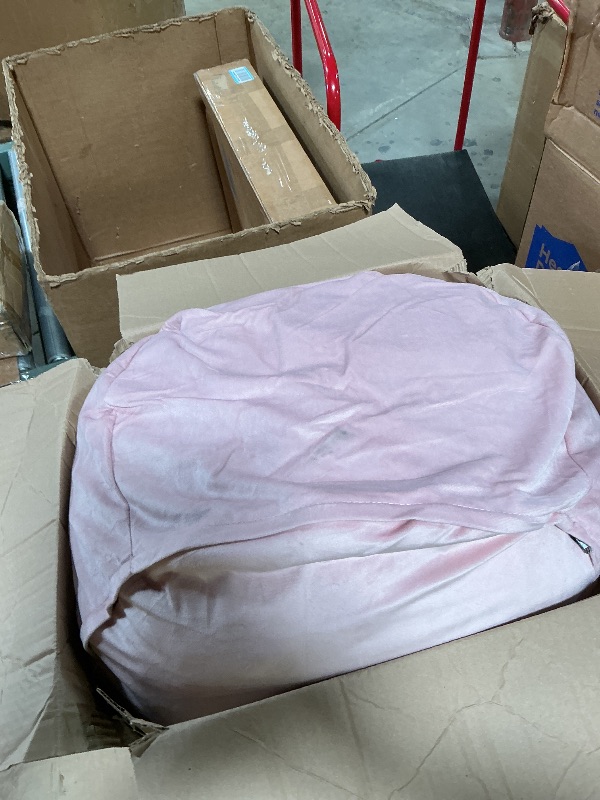 Photo 1 of **DUST STAIN SEEN IN PHOTO**Homguava Bean Bag Chair: Bean Bags with Memory Foam Filled,Comfy Beanbag Chairs Round Bean Bag Sofa with Dutch Velvet Cover-2FT-28 x28 x22,Light Pink