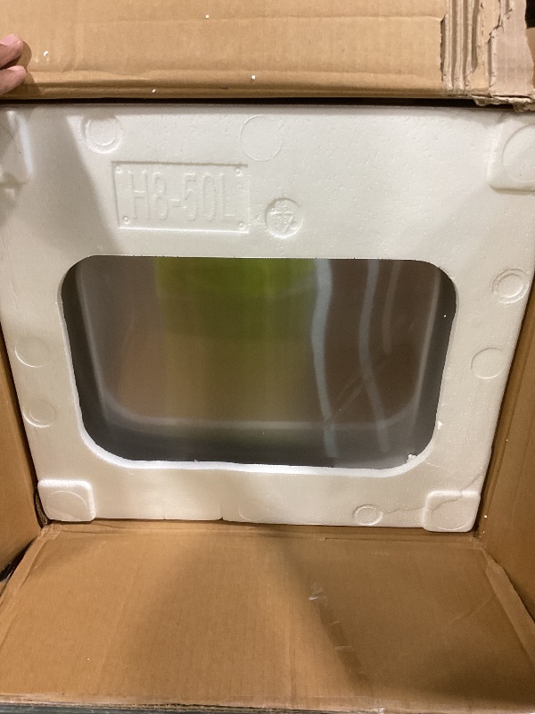Photo 1 of **MINOR DAMAGE / FRONT IS BENT*** Amazon Basics Smudge Resistant Rectangular Trash Can with Soft-Close Lid, Foot Pedal, Removable Inner Bucket, 50 Liter/13.2 Gallon, Brushed Stainless Steel, Satin Nickel Finish