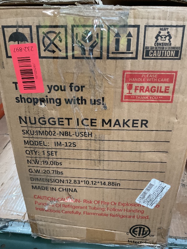 Photo 1 of ***FOR PARTS ONLY / NON-FUNCTIONAL/ MISSING ICE SCOPPER*** EUHOMY Nugget Ice Maker Countertop with Handle, Ready in 6 Mins, 34lbs Per Day, Removable Top Cover, Auto-Cleaning, Portable Sonic Ice Maker with Basket and Scoop, for Home/Party/RV/Camping (Black