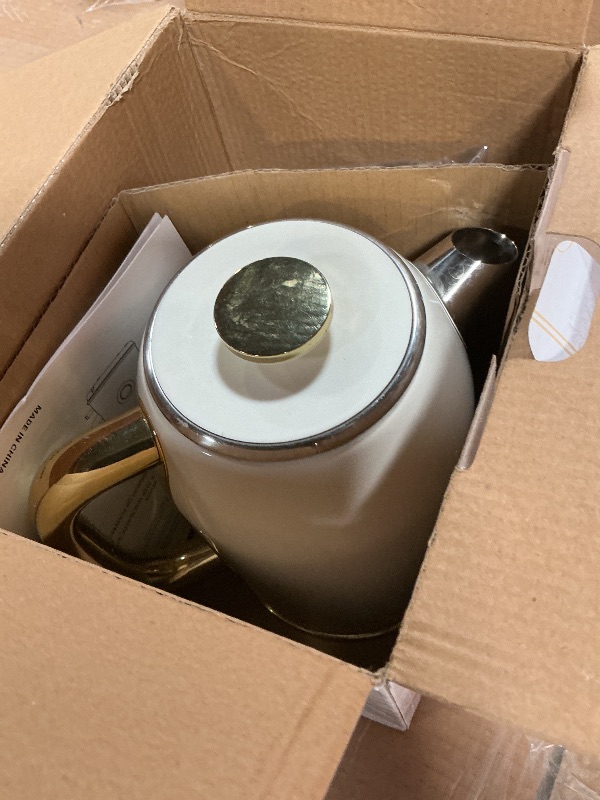 Photo 1 of **DOES NOT GET HOT** INFOOD Retro Electric Kettle 1.7L/57oz with Thermometer - 1500W Fast Boiling Stainless Steel Hot Water Tea Kettle, BPA-Free, Cordless, Auto Shut-Off, Boil-Dry Protection, White