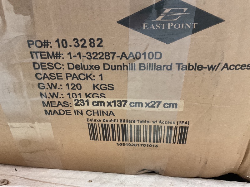 Photo 1 of *** MINOR DAMAGE***EastPoint 87-Inch Rustic Pool Table - 87L x 50W x 31H, Multi-Color - K66 Bumpers for Consistent Bounce in Billiards - Accessories for Pool Games - X-Leg Frame for Game Table