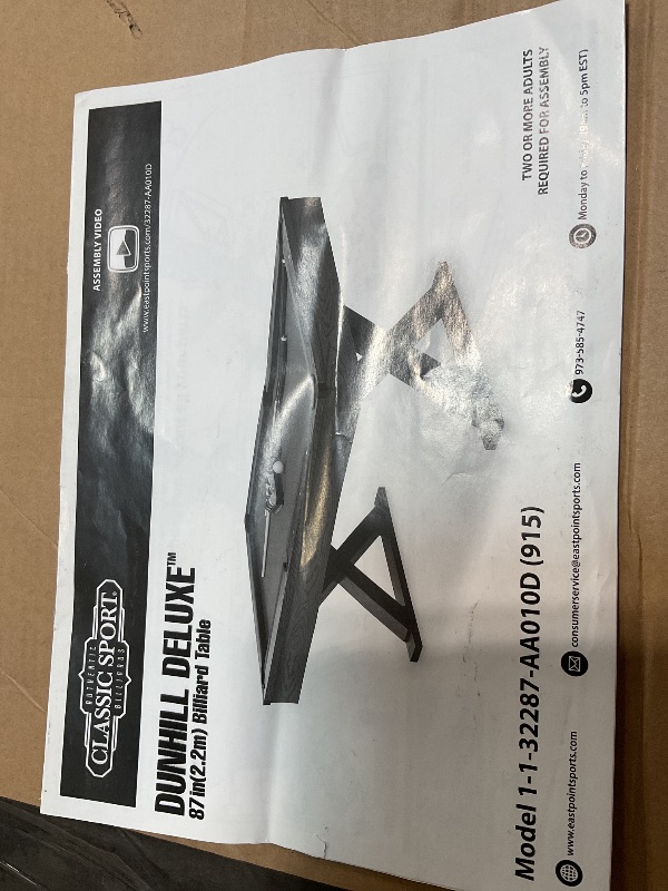 Photo 1 of *** MINOR DAMAGE***EastPoint 87-Inch Rustic Pool Table - 87L x 50W x 31H, Multi-Color - K66 Bumpers for Consistent Bounce in Billiards - Accessories for Pool Games - X-Leg Frame for Game Table