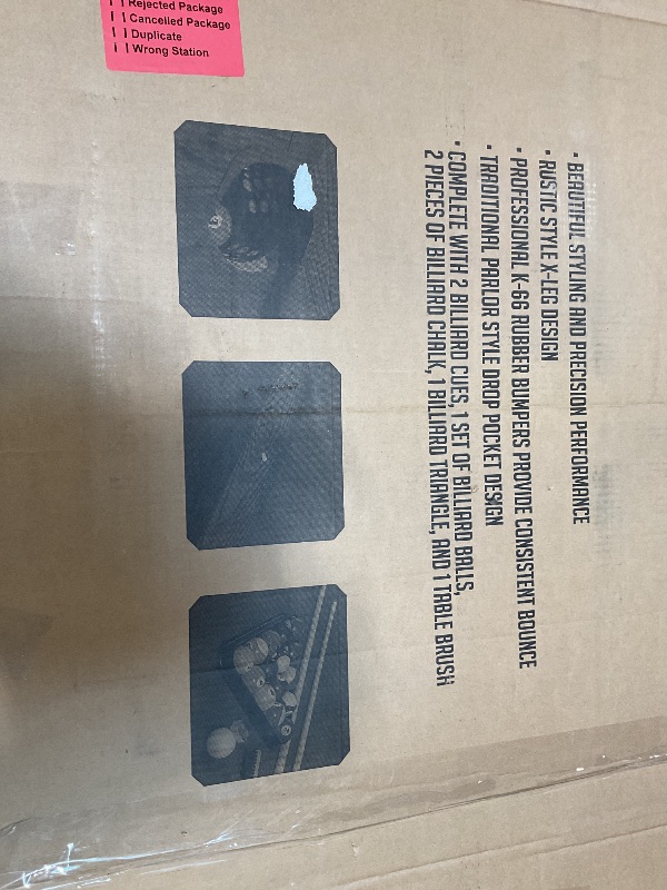 Photo 1 of *** MINOR DAMAGE***EastPoint 87-Inch Rustic Pool Table - 87L x 50W x 31H, Multi-Color - K66 Bumpers for Consistent Bounce in Billiards - Accessories for Pool Games - X-Leg Frame for Game Table