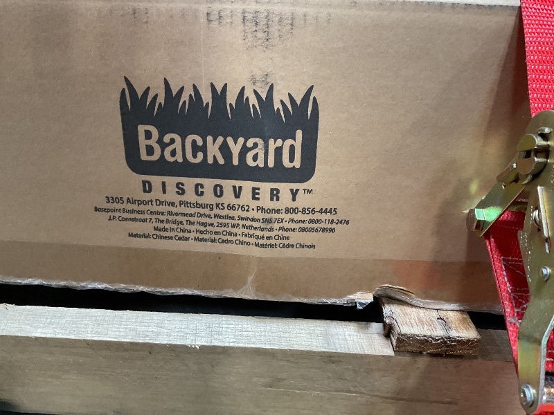 Photo 1 of *** MINOR DAMAGE/UNKNOWN MISSING PARTS AND HARDWARE***Backyard Discovery Arcadia 12' x 9.5' Cedar Wood Outdoor Gazebo Pavilion with Hardtop Galvanized Steel Slope Roof, Snow Support, Wind Resistance, PowerPort, Shade for Garden, Patio, Deck, Entertaining