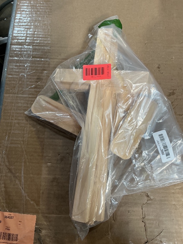 Photo 1 of 16 Inch 4 Pack Wood Cross Unfinished Wooden Crosses Unpainted Tabletop Cross for Crafts