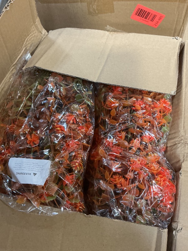 Photo 1 of 2 Pack Fall Artificial Topiary Bushes - 23" Boxwood Ball Trees with Mums, UV Resistant Faux Plants with Ground Spike for Outdoor, Fake Shrubs for Garden Porch Patio Autumn Thanksgiving Decor