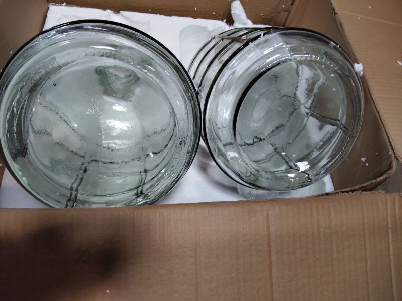 Photo 1 of ***BOTH HAVE CRACKS ACROSS THE BASE OF BOTTLES *** Ziliny 2 Pieces 3 Gallon Glass Carboy Glass Water Jug with Drilled and Undrilled Silicone Stoppers and Airlock Fermenting Jug Fermentation Jar Clear Beer Carboy for Beer Wine Making(Clear)