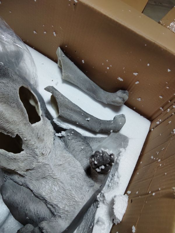 Photo 1 of ***FRONT ARMS BROKEN OFF ***Hi-Line Gift Ltd. Sitting Grey Wolf Statue