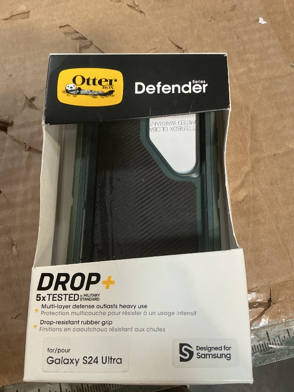 Photo 1 of **MINOR DAMAGE (NEAR CHARGING PORT) CASE IS SPLIT*** OtterBox Samsung Galaxy S24 Ultra Defender Series Case - Forest Ranger (Green), Rugged & Durable, with Port Protection, Includes Holster Clip Kickstand