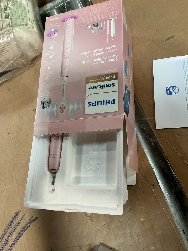 Photo 1 of **MISSING PIECES** Philips Sonicare DiamondClean Smart 9500 Electric Toothbrush, Sonic Toothbrush with App, Pressure Sensor, Brush Head Detection, 5 Brushing Modes and 3 Intensity Levels, Pink, Model HX9923/21