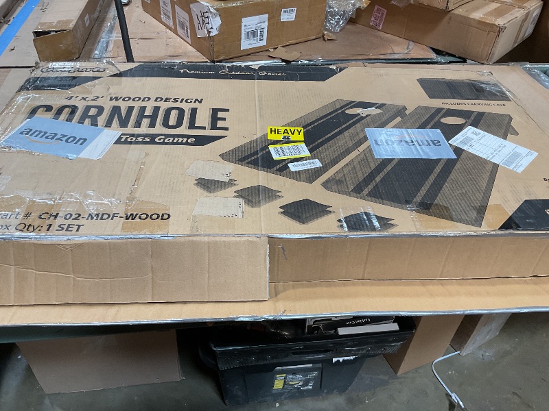 Photo 1 of **FOR PARTS ONLY BOARDS BROKEN*** GoSports 4 ft x 2 ft Regulation Size Wood Design Cornhole Game Set - Includes 8 Bags, Carry Case & Rules