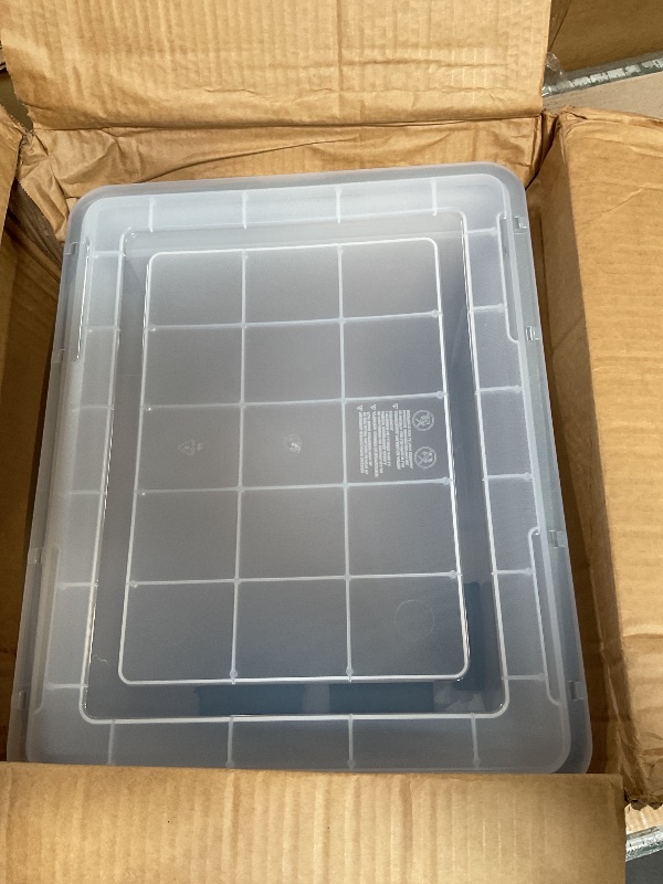 Photo 1 of ** FOR PARTS ONLY / NON-FUNCTIONAL *** IRIS USA File Box WeatherPro Organizer Plastic for Letter/Legal, Water Resistant Document, Durable Lid, Seal w/Secure Latching Buckles, Stackable, Nestable, Clear 32 Qt. 1 Pack