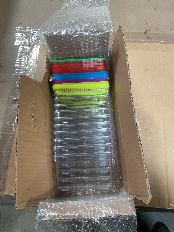 Photo 1 of 12Pcs Plastic Reptile Terrariums Carrier Cage Tarantula Enclosure Snake Breeding Box Hatching Container Transparent Fish Tank Turtle Aquarium with Random Color Lid for Spider, XS(5.1” x 3.5” x 3.5”