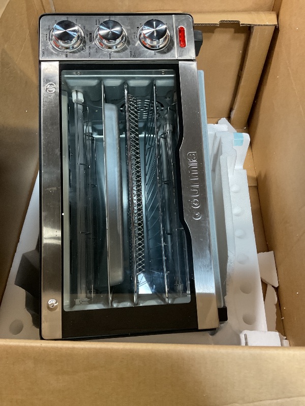 Photo 1 of ***BROKEN HANDLE*** Gourmia Air Fryer Toaster Combo - 6-in-1 Multi-function Countertop Oven Adjustable Temperature & Timer, Fry Basket, Baking Pan, Oven Rack & Pullout Crumb Tray, Stainless Steel