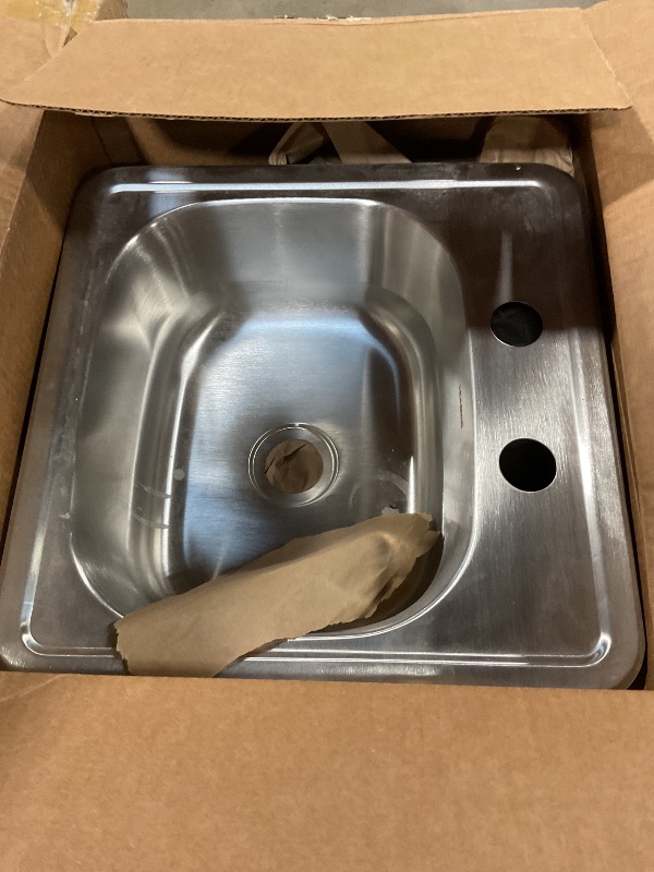 Photo 1 of Houzer Hospitality Stainless Steel Bar & Prep Sink: 15 Inch Drop-In Topmount 2-Hole Sink for Bar & Kitchen, Durable & Versatile, Essential for Home & Apartment: 1515-6BS-1