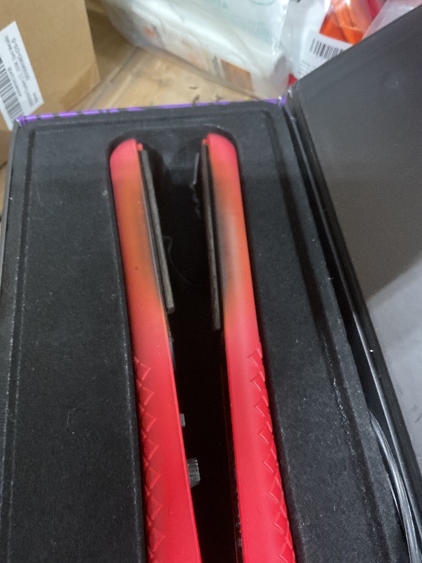 Photo 1 of ** color is red. Burn. **Evalectric Classic Styler Ceramic Flat Iron - 1.25" Ceramic Flat Iron with Floating Plates - Dual Voltage Hair Straightener - Negative Ion Technology - Travel Friendly - Deep Purple