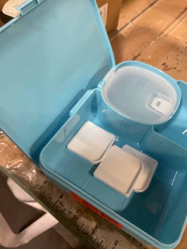 Photo 1 of **COLOR IS BLUE. BACK HINGE IS BROKEN.** Pawtong Snackle Box Container for Kids,Adjustable Compartments,Reusable Snack Containers with Lids,Easy-Open Latch,Lunch Food Containers,Dishwasher Safe,Leak-Proof Silicone Ring(1 Pack- Blue)