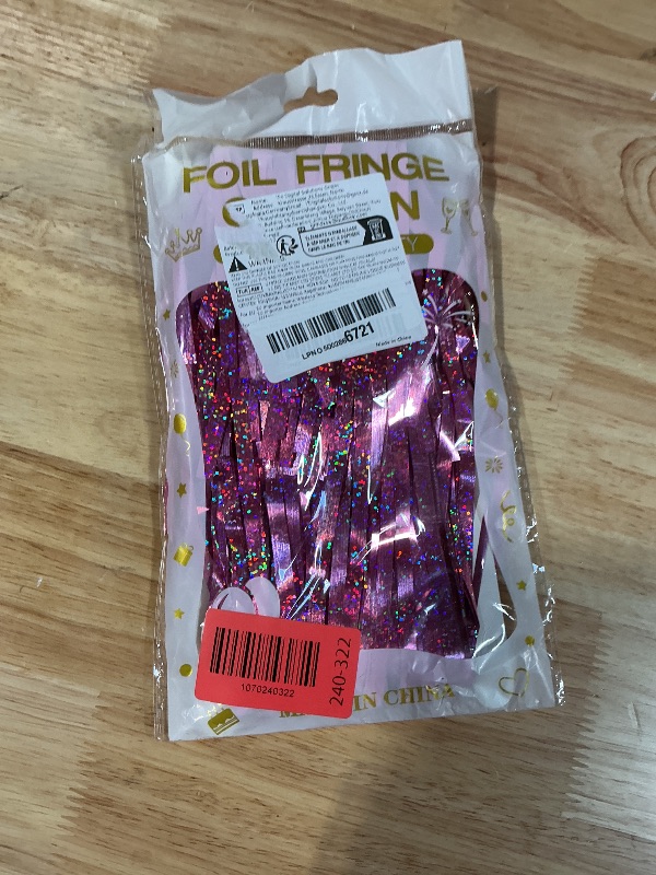 View 1 of 2 Pack Glitter Pink Backdrop, 3.28 FT x 7.05 FT Birthday Party Decorations, Laser Pink Fringe Curtains Foil Streamer Tinsel, Pink Curtains Photo Backdrop Happy Birthday Valentines Day Backdrop
