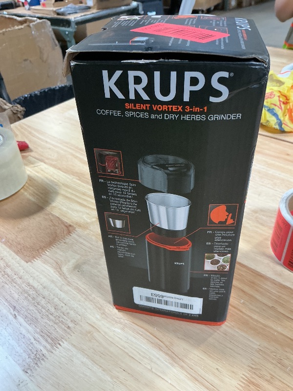Photo 1 of ***TOP CRACKED*** KRUPS Silent Vortex Electric Coffee Grinder: 3 oz Capacity, 5x Quieter, 175W Motor for Coffee Beans, Spices & Herbs - Removable Dishwasher-Safe Bowl, 12-Cup Yield, Black
