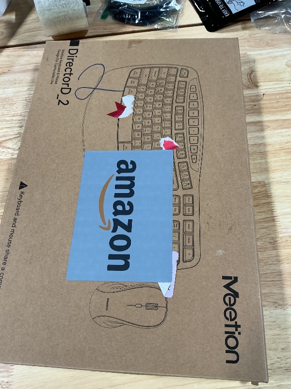 Photo 1 of **MISSING DONGLE*** MEETION Ergonomic Keyboard and Mouse Wireless Combo, Wave Keys Natural Typing, 2.4G USB Receiver Wireless Keyboard with Wrist Rest, 4 Adjustable DPI Optical Mouse, Computer/Laptop/Windows/Mac, Black