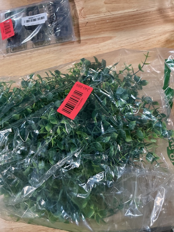 Photo 1 of *** NO LIGHTS***Dolicer 2 Packs Eucalyptus Garland with LED Lights String, 12Ft Faux Eucalyptus Greenery Garland, Artificial Hanging Green Eucalyptus Leaves Vine Wedding Backdrop Arch Wall Table Decor (Grey Green)