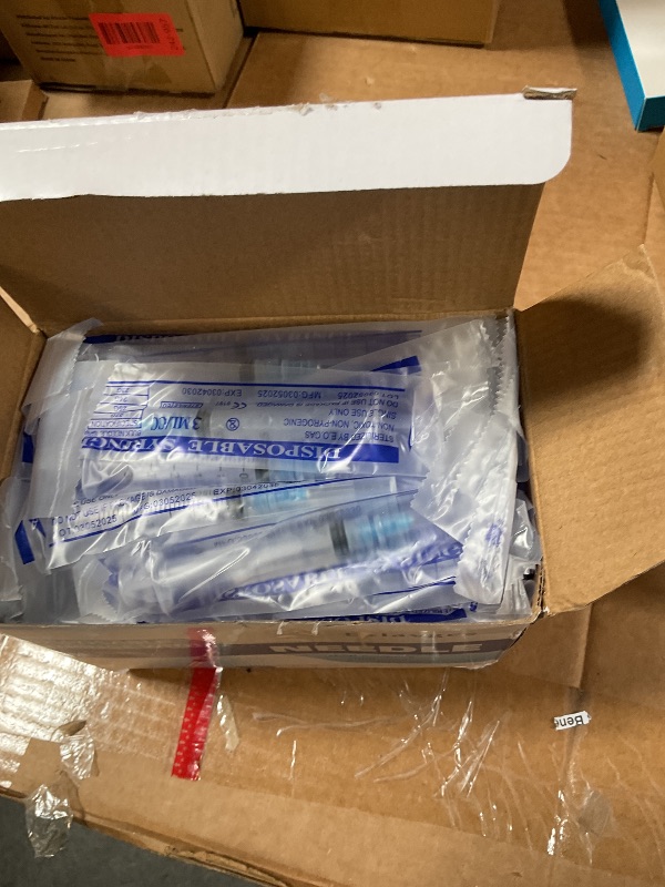 Photo 1 of 100 Pack Disposable 3ml/cc Lab Syringes with 23Ga 1 Inch Needle Luer Lock, Individually Sealed Packed