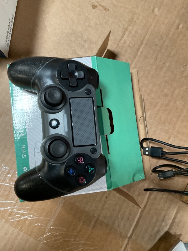 Photo 1 of ****R2 BUTTON IS BROKEN*** Wireless Controller Compatible with PS4/Pro/Slim, Black ps4 controller with Dual Vibration, 1000mAh Battery, 6-Axis Motion Sensor, Built-in Speaker & 3.5mm Headphone Jack, Charging Cable (Black)