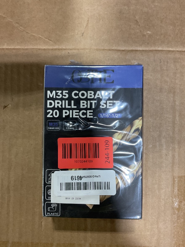Photo 1 of *UNOPENED MANUFACTURER PACKAGE ***M35 Cobalt Drill Bit Set 20 Piece, Metal Cutting Drill Bits for Steel, Hardened Metal, Cast Iron & Alloy, Fast, No-Walk Starts with 125° Split Point & Three-Flute Design, Indexed Storage Case