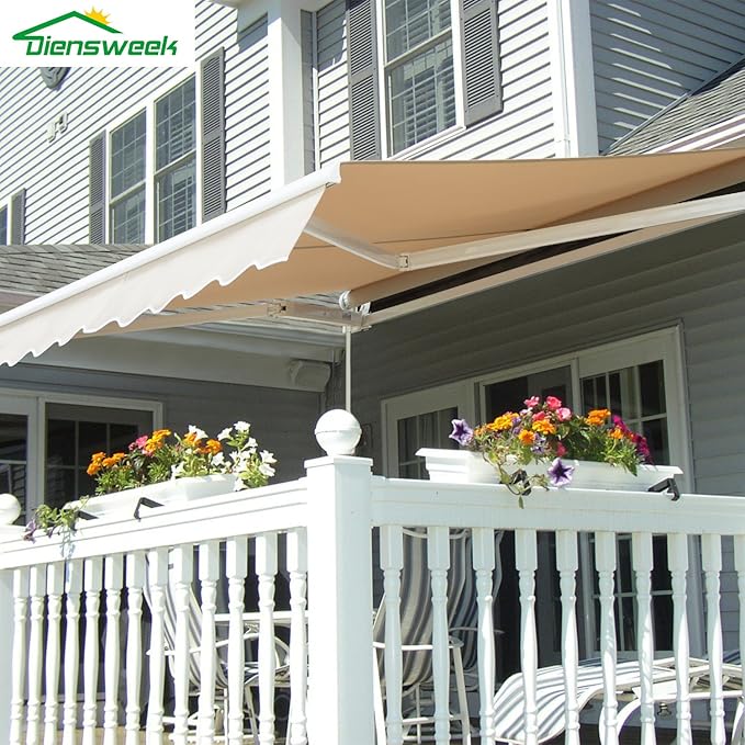 Photo 1 of *** PHOTO FOR REFERENCE ONLY/MINOR DAMAGE/UNKNOWN MISSING PARTS OR HARDWARE/UNTESTED***Diensweek 12'x10' Patio Awning Retractable, Fully Assembled Manual Commercial Grade - Quality 100% 280G Ployester Window Door Sunshade Shelter - Deck Canopy Balcony P10