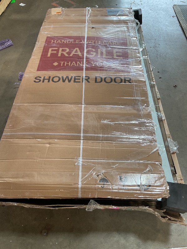 Photo 1 of *** UNKNOWN, MISSING PARTS AND HARDWARE***Findepot 56"-60" W x 75" H Frameless Shower Door, Double Sliding Shower Door,5/16"(8mm) Clear Tempered Glass,Silent Soft-Close Design,Brushed Nickel