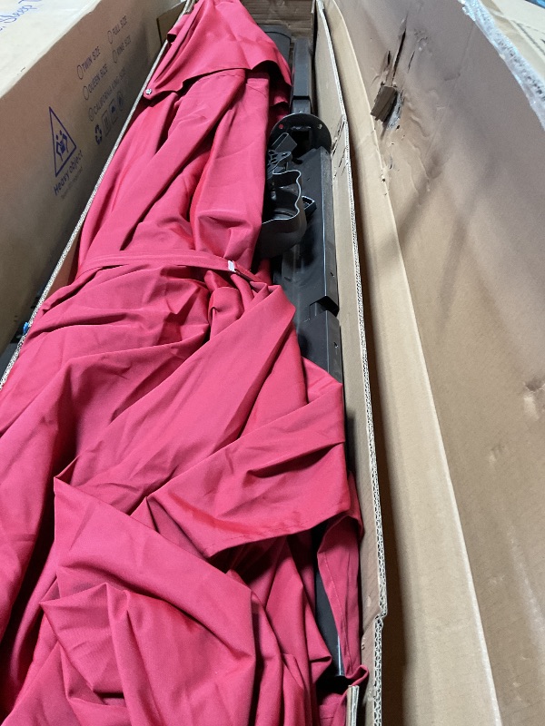 Photo 1 of *** RED/USED/MINOR DAMAGE/UNKNOWN MISSING PARTS OR HARDWARE***ZLACUIU 10x13FT Cantilever Outdoor Patio Umbrellas, Double Top Large Rectangle Umbrella, Heavy Duty 360° Rotation Offset Outdoor Sun Shade Umbrella for Garden Deck Pool Backyard Patio, Turquois