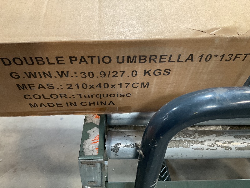 Photo 1 of *** RED/USED/MINOR DAMAGE/UNKNOWN MISSING PARTS OR HARDWARE***ZLACUIU 10x13FT Cantilever Outdoor Patio Umbrellas, Double Top Large Rectangle Umbrella, Heavy Duty 360° Rotation Offset Outdoor Sun Shade Umbrella for Garden Deck Pool Backyard Patio, Turquois