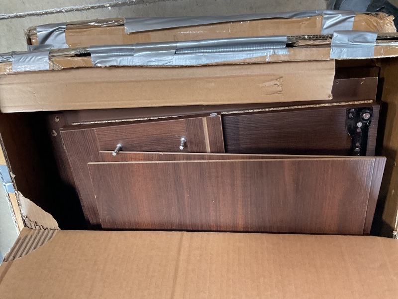 Photo 1 of *** USED/MINOR DAMAGE/UNKNOWN MISSING HARDWARE OR PIECES***IDEALHOUSE 72" Armoire Wardrobe Closet with 2 Drawers, Heavy Duty Wooden Clothing Storage Cabinet with Hanging Rod and Adjustable Shelves, Large Bedroom Armoire with Doors, Walnut